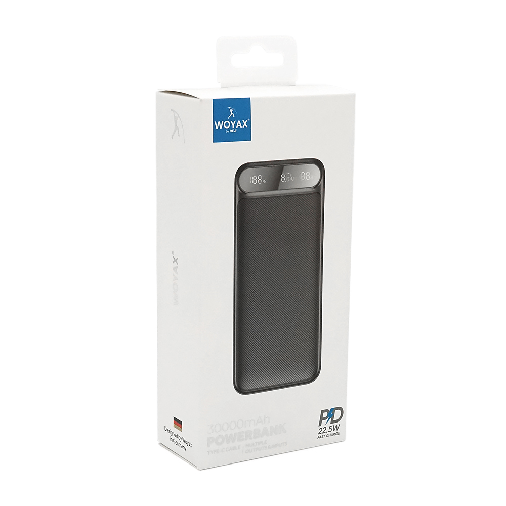 Power Bank WOYAX WY-30F 30000mAh, 22.5W, Black, 0.580kg, Box — Фото 2