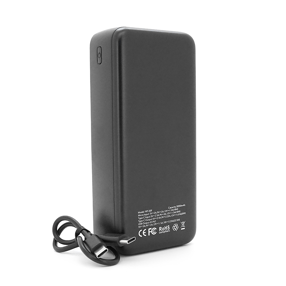 Power Bank WOYAX WY-30F 30000mAh, 22.5W, Black, 0.580kg, Box — Фото 3