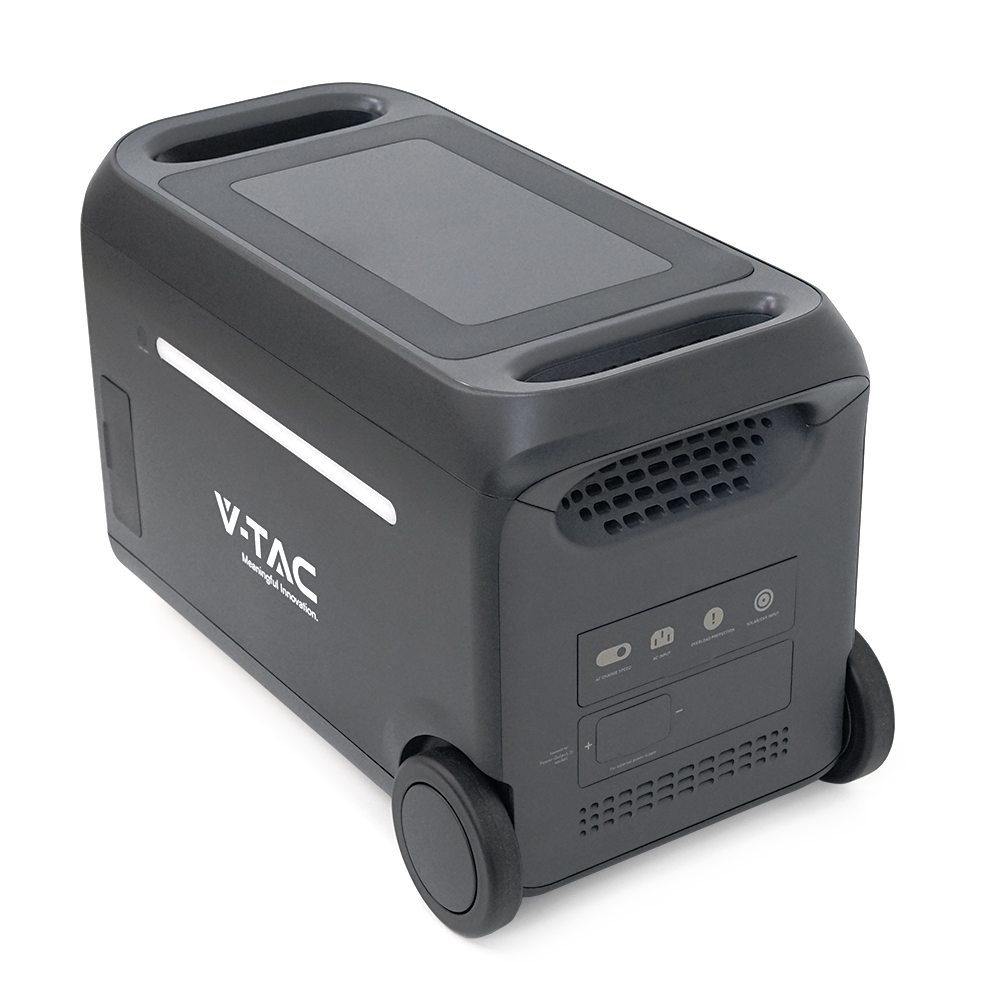 Портативна зарядна станція V-TAC 3000W-EU, 3000W/2560Wh LiFePO₄, MPPT 2x800W max, 2xDC5521-12V-3A, Anderson-12V-30A, CarPort-12V-10A, 3xAC2 2xUSB-C-140W, Wi-Fi, charge 1.6 h, 303*343*536 мм, 34kg — Фото 2
