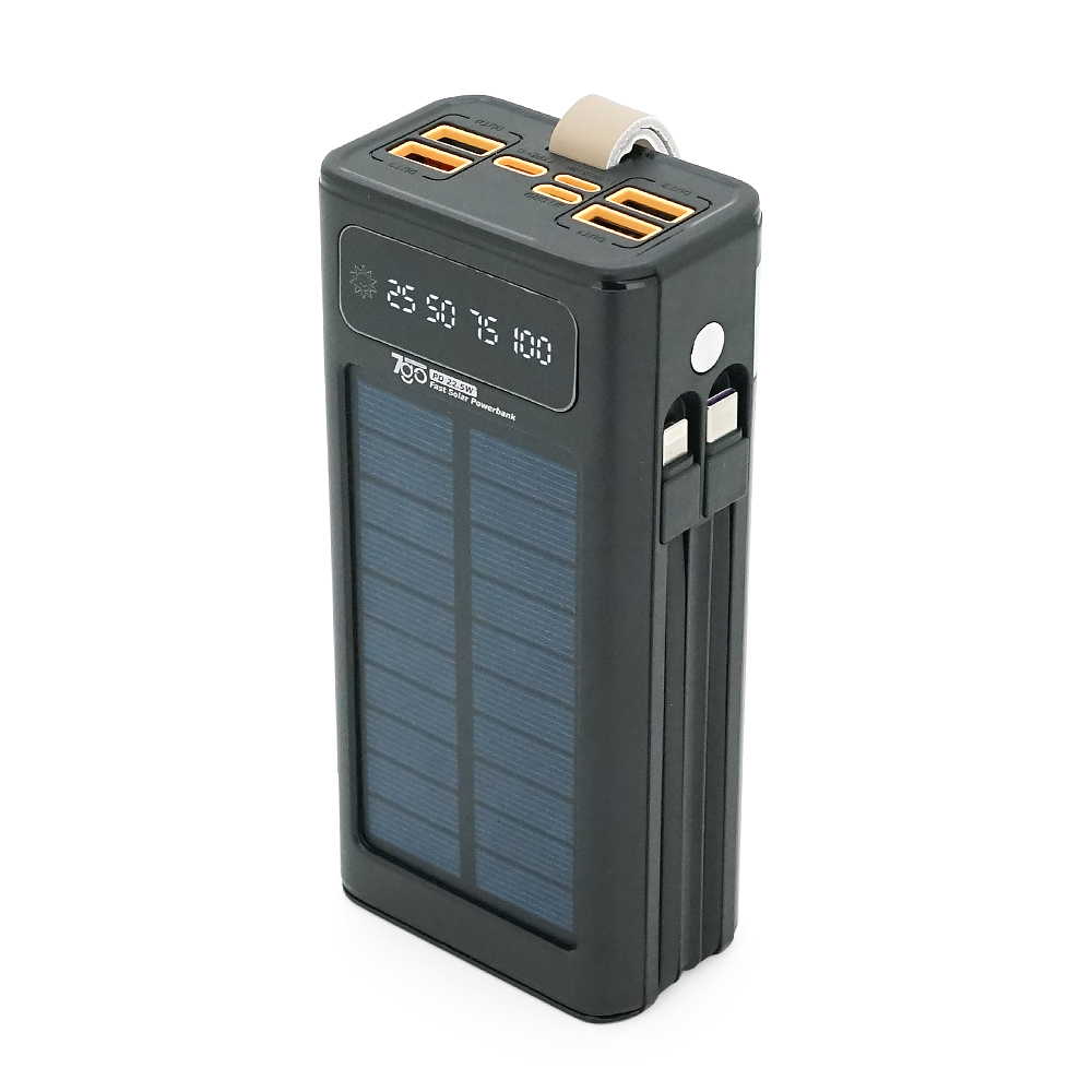 Powerbank 7GO GPW-09 30000mAh, Solar, 22.5W, Li-pol, LCD Display, Вхід:Type-C, Виходи: 2xUSB Type-C, 4xUSB Type-A, кабелю T-C/Ligh, 0,70, Black, Box — Фото 3