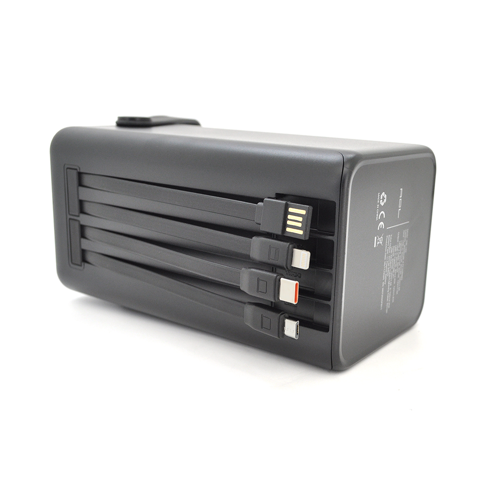 Powerbank ACL PW-152 80000mAh, 22.5W, 2xUSB, 4 кабелі (USB/Micro/Type-C/Lighting), Ліхтар, 1.4кг, Black, Box — Фото 2