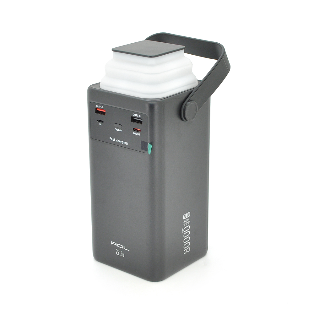 Powerbank ACL PW-152 80000mAh, 22.5W, 2xUSB, 4 кабелі (USB/Micro/Type-C/Lighting), Ліхтар, 1.4кг, Black, Box — Фото 3