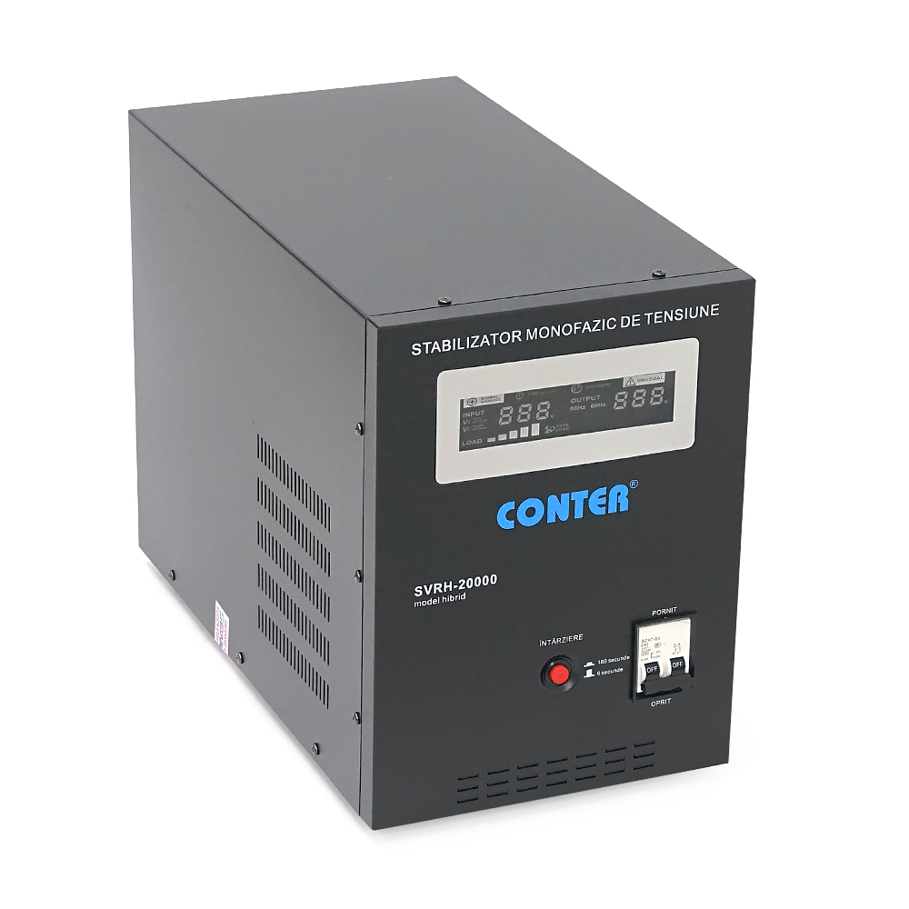 Стабілізатор напруги Conter HIBRID 20000 VA-V2 / 15000W однофазний, сервопривод, напольного монтажу, LED дисплей, діапазон 130-260V, AC230±3%,