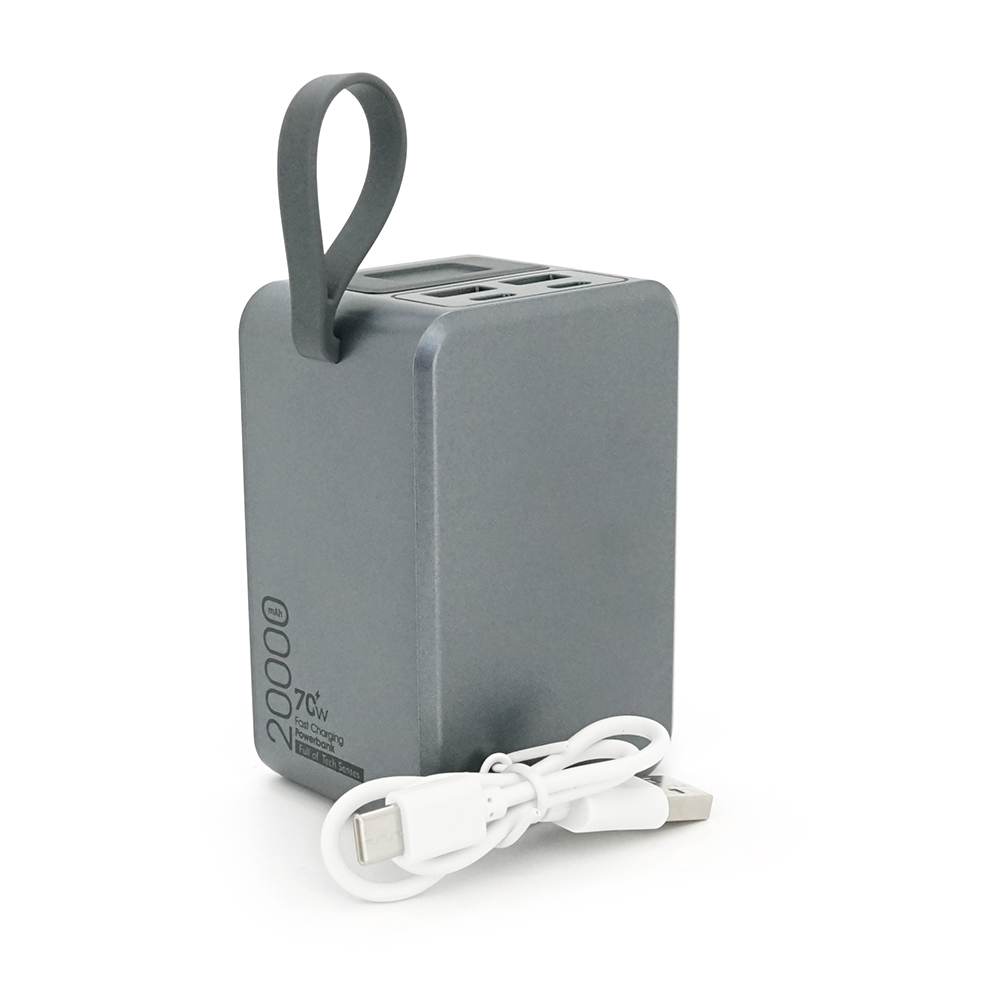 PowerBank FULLTECH FP33 20000mAh, 70W, Input: (Type-C), Output: (USB, 2*Type-C), індикація заряду, 0,430kg, Gray, Box — Фото 4
