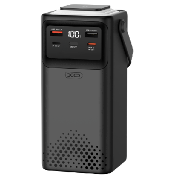 PowerBank XO-PR286 80000mAh Three Inputs and Six Outputs Comes with Four Cables+Lighting Fast Charging Mobile Power, PD20W, QC22.5W, plastic,Black