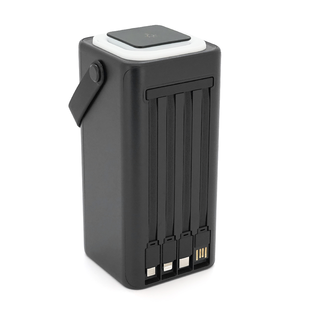 PowerBank XO-PR286 50000mAh Three Inputs and Six Outputs Comes with Four Cables+Lighting Fast Charging Mobile Power, PD20W, QC22.5W, plastic,Black — Фото 4