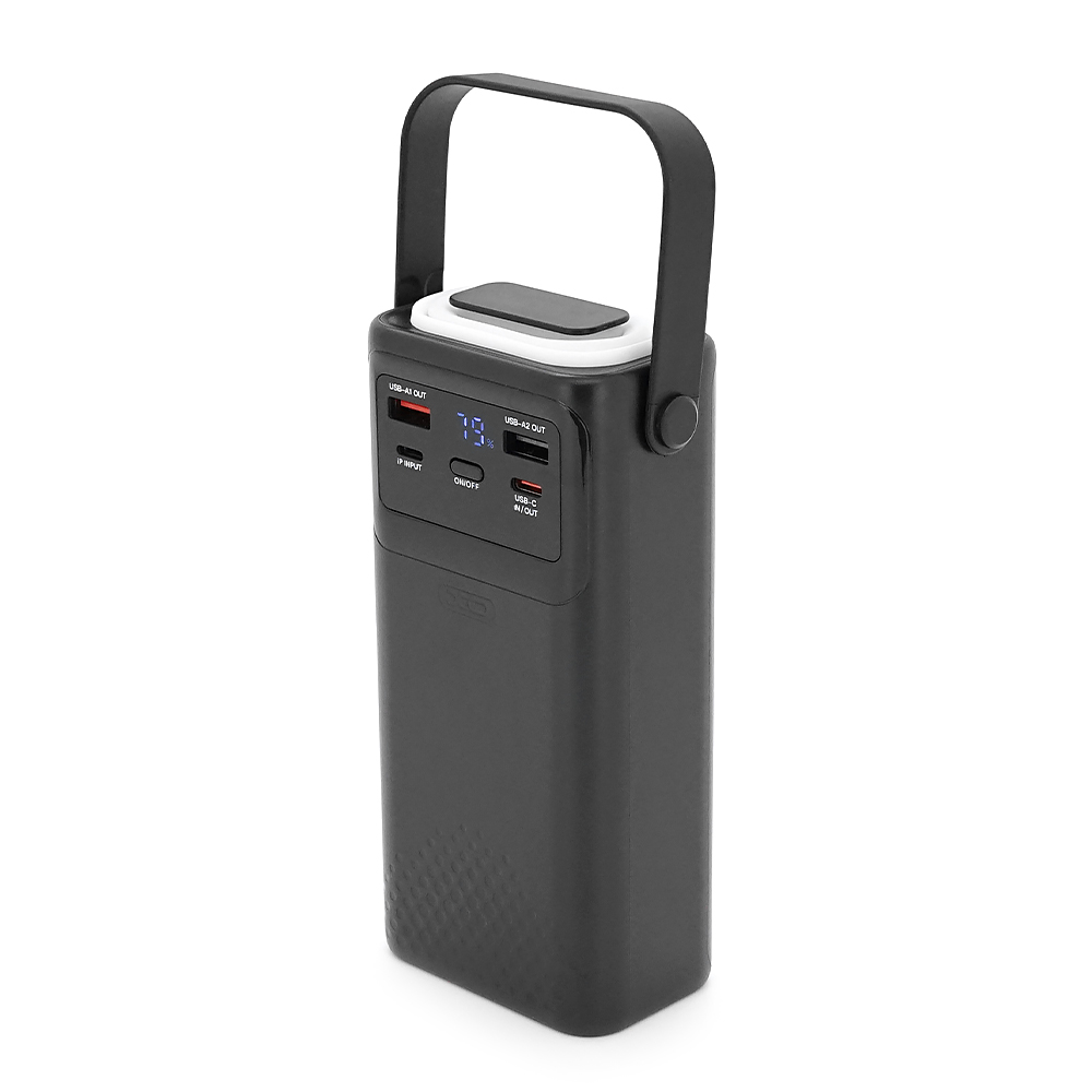 PowerBank XO-PR285 30000mAh Three Inputs and Six Outputs Comes with Four Cables+Lighting Fast Charging Mobile Power, PD20W, QC22.5W, plastic,Black — Фото 3