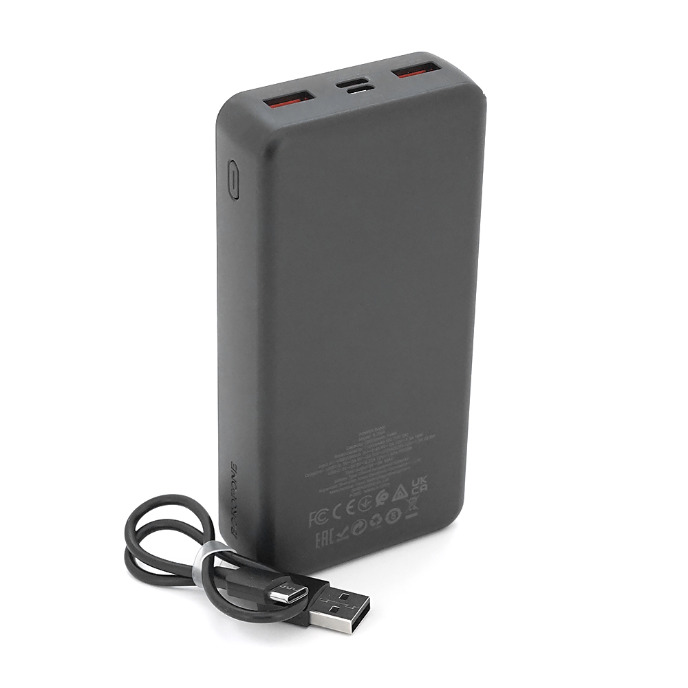 Power bank Borofone BJ56A 20000mAh, 22.5W+PD20W, 2*USB+Type-C, Black, 460g, Box — Фото 3