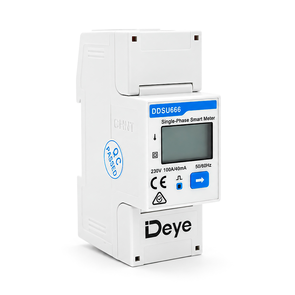 Однофазний електронний лічильник DEYE DDSU666-220V-100A на DIN-рейку, 220V, 100А/40мА, LCD, з трансформатором струму CTF16-2K5-100A