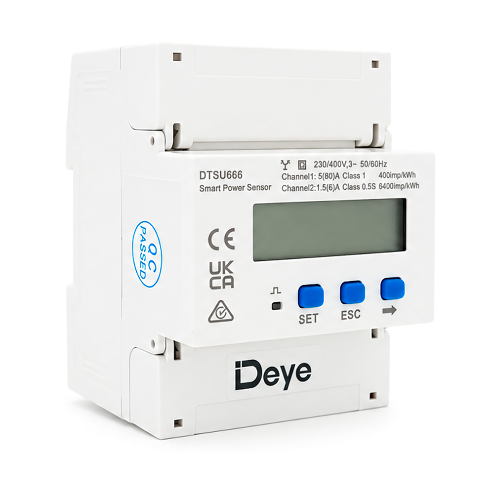 Трехфазний електронний лічильник DEYE DTSU666-3-230/400V (NCTK-24) на DIN-рейку, RS485, з трансформатором струму 1,5(6)A NCTK-24/300А/5А