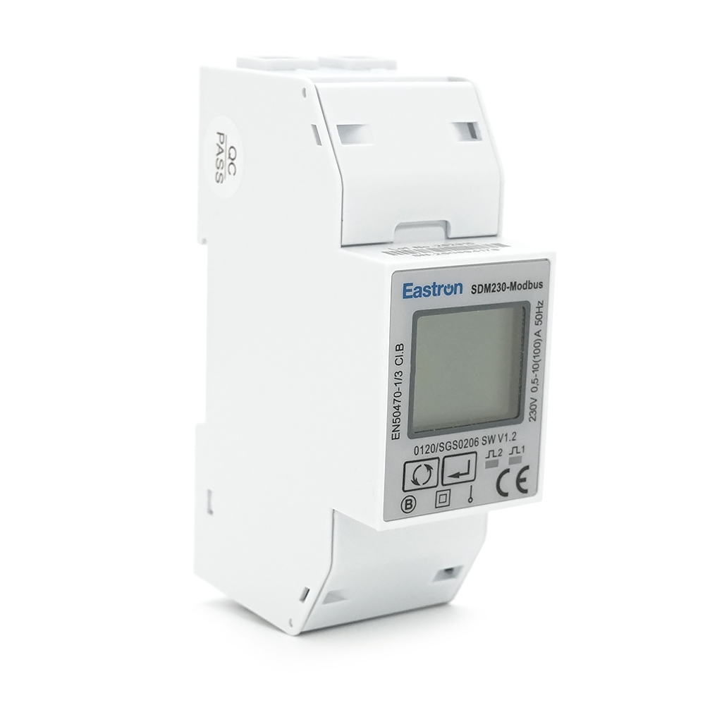 Однофазний електронний лічильник EASTRON SDM230 Modbus V1, 2P/230V/0.5-10(100)A/50-60Gz на DIN-рейку, LCD, RS485