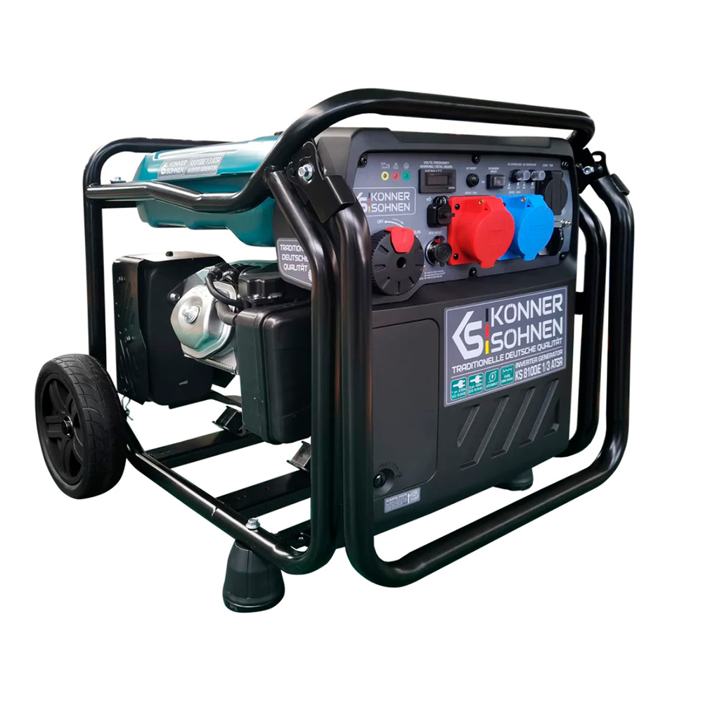 Генератор інверторний БЕНЗИНОВИЙ Konner&Sohnen KS 8100iE 1 / 3 ATSR, 8kW (8,5kW), однофазний+трифазний режими, 220V, 50Hz, об'єм 20л