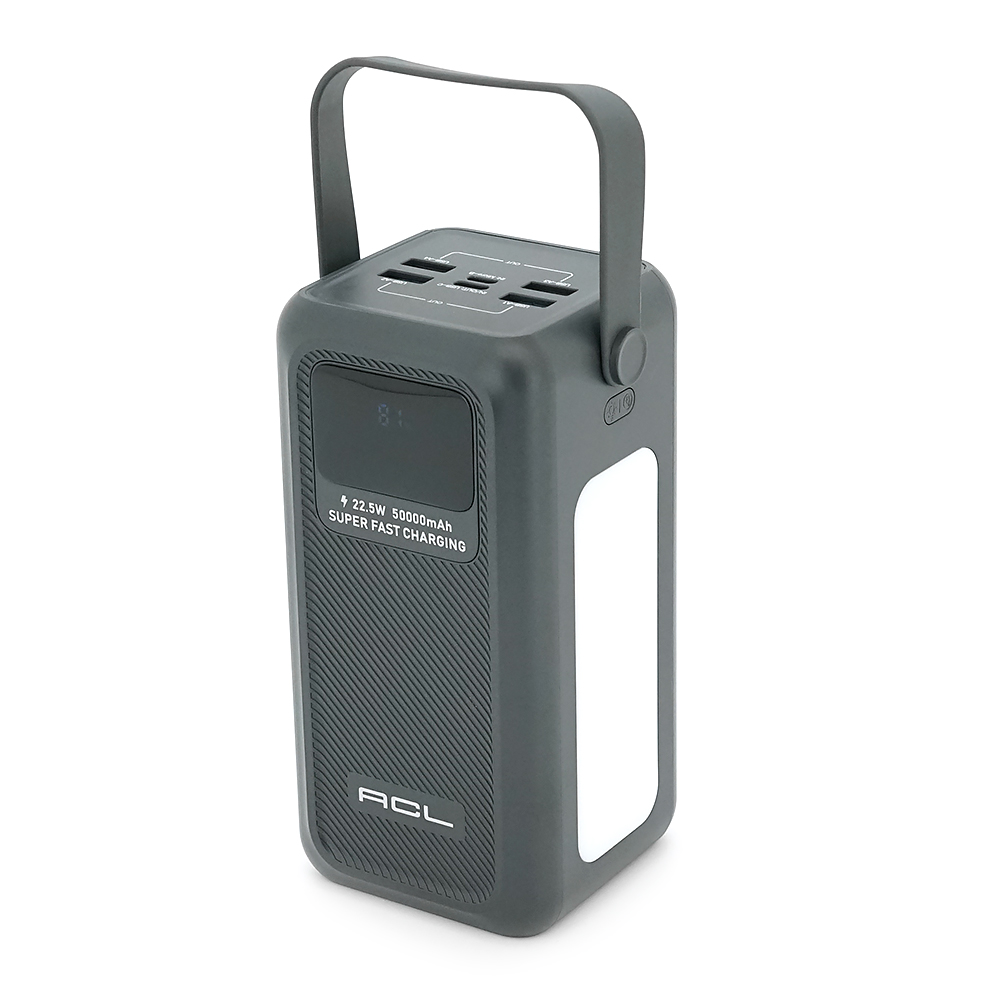 Powerbank ACL PW-131 50000mAh, 22.5W, 4xUSB, 4 кабелі (USB/Micro/Type-C/Lighting), Ліхтар, 1.08кг, Black, Box — Фото 3