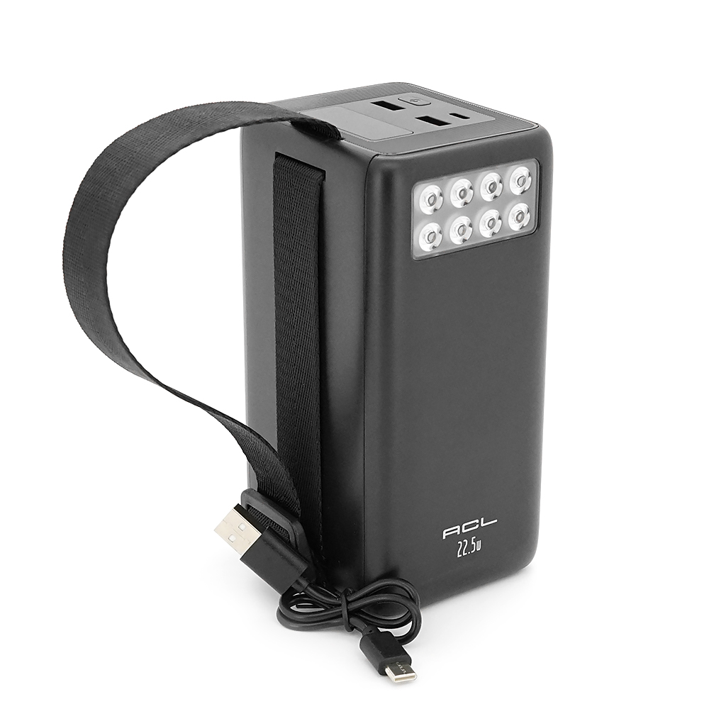 Powerbank ACL PW-151 60000mAh, 22.5W, 2xUSB+USB-C, Ліхтар, 1.2кг, Black, Box — Фото 5
