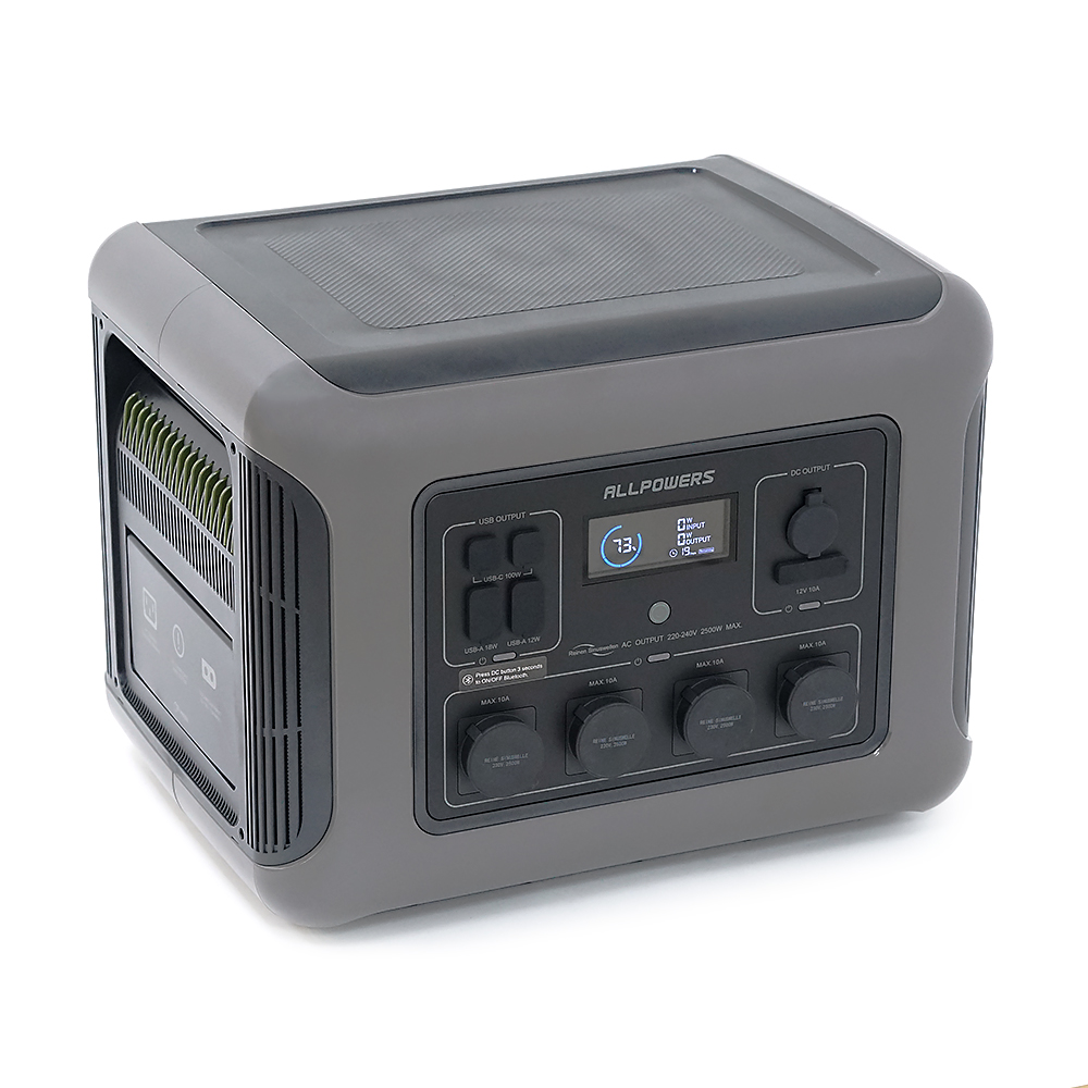 Power station ALLPOWERS R2500V2 APP Control, Wi-Fi, Bluetooth, 2500W, 2016Wh LiFePO4 3500Cycles, MPPT 1000w max, CAR port, DC12 / 24V, 4хAC 220V, 2xUSB-TYPE-C 200W, 2xUSB-A 18W, 2xUSB-A 36W, XT60, wireless 15W, Fast charge 60min, 456×360×346mm, 29kg