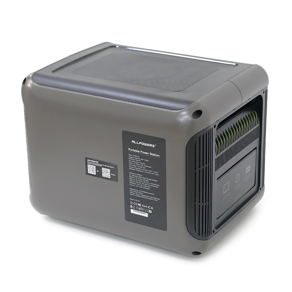 Power station ALLPOWERS R2500V2 APP Control, Wi-Fi, Bluetooth, 2500W, 2016Wh LiFePO4 3500Cycles, MPPT 1000w max, CAR port, DC12/24V, 4хAC 220V, 2xUSB-TYPE-C 200W, 2xUSB-A 18W, 2xUSB-A 36W, XT60, wireless 15W, Fast charge 60min, 456×360×346mm, 29kg — Фото 4