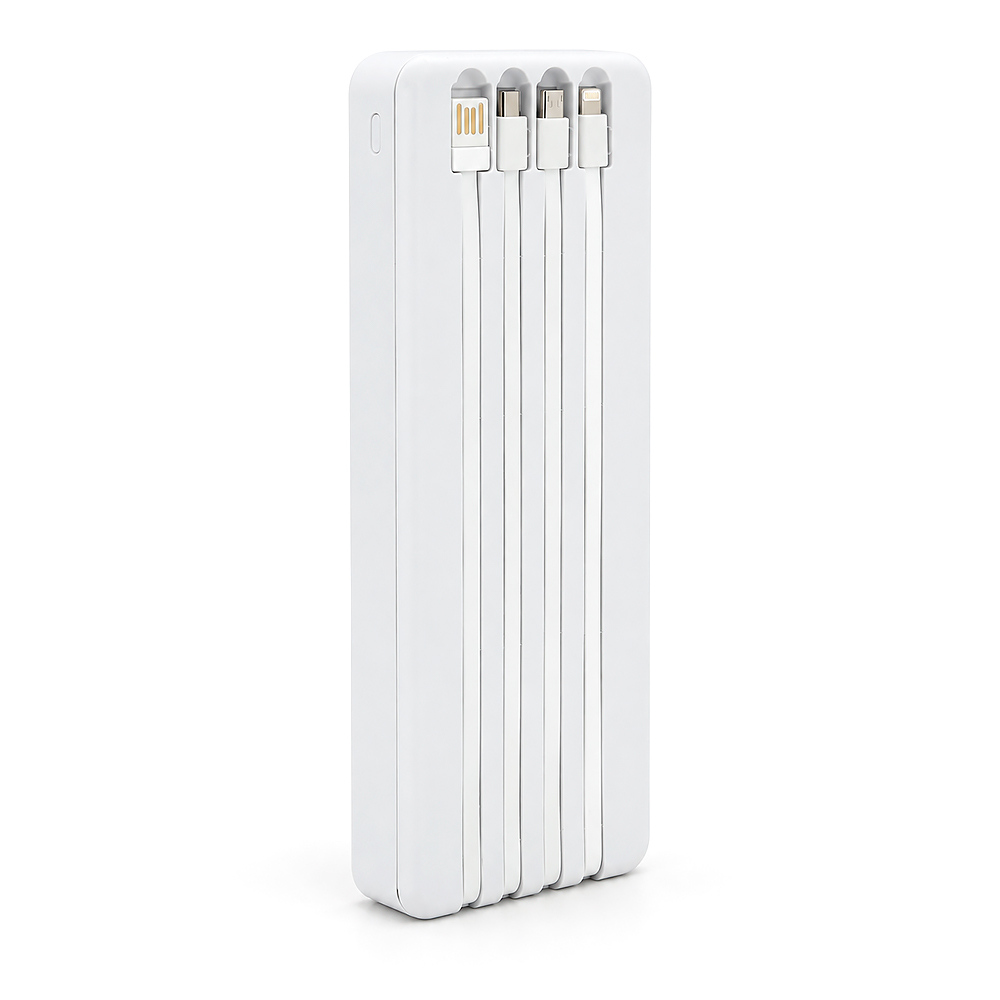 Power bank Voltronic ET8 під 8х18650, Digital display, Output: 22.5W, 4 кабелі (USB, Micro-USB, Type-C, Lightning), PVC, ліхтар, White, BOX — Фото 2