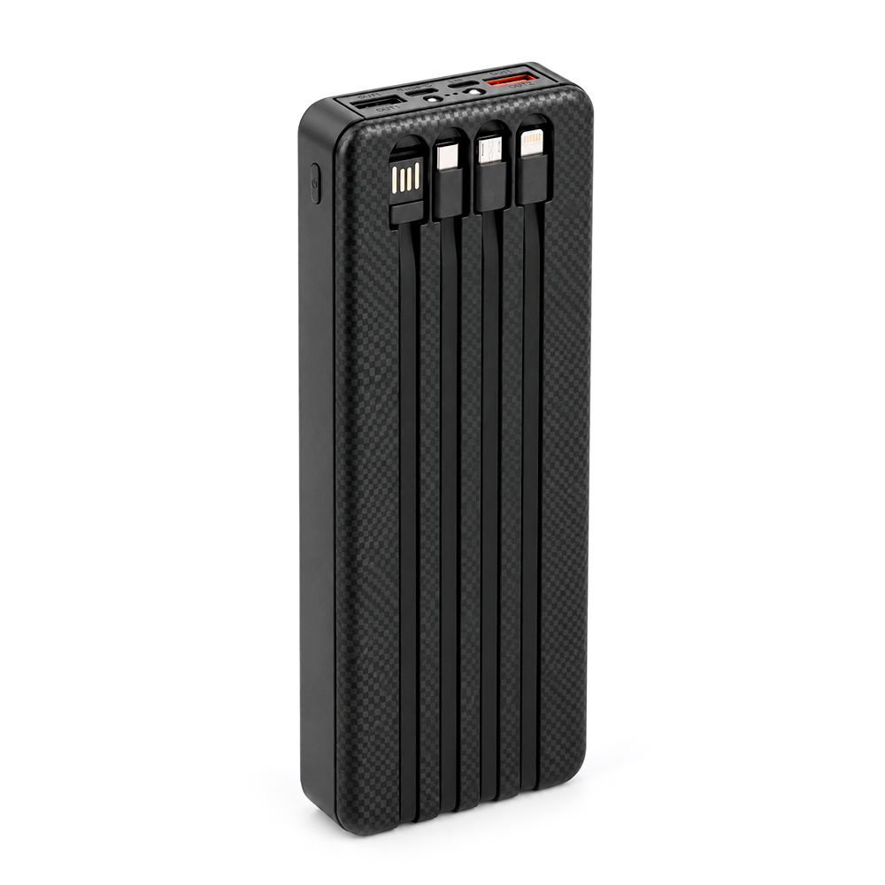 Power bank Voltronic ET8 під 8х18650, Digital display, Output: 22.5W, 4 кабелі (USB, Micro-USB, Type-C, Lightning), PVC, ліхтар, Black, BOX — Фото 3