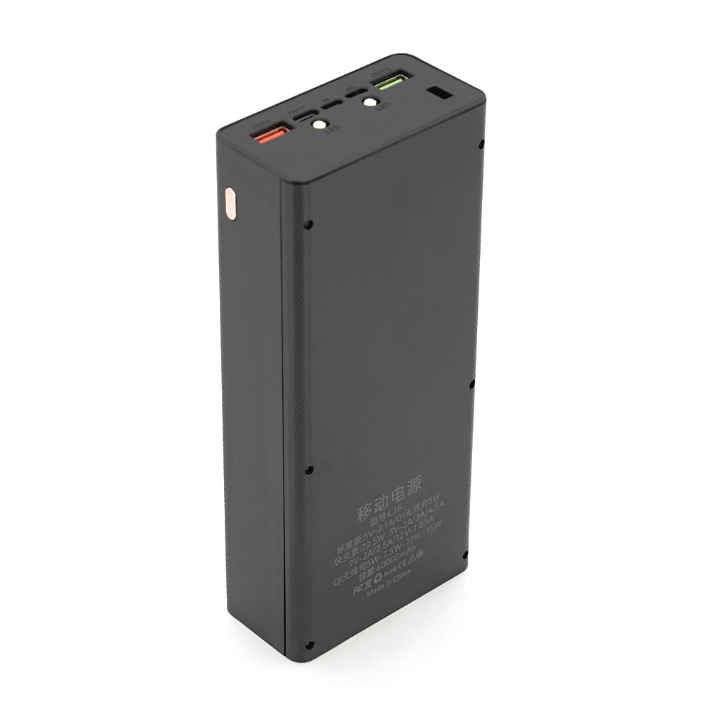 Power bank Voltronic L16 під 16х18650, Wireless charging, Digital display, Output: 22.5+15W, USB+USB-C, PVC, ліхтар, Black, BOX — Фото 3