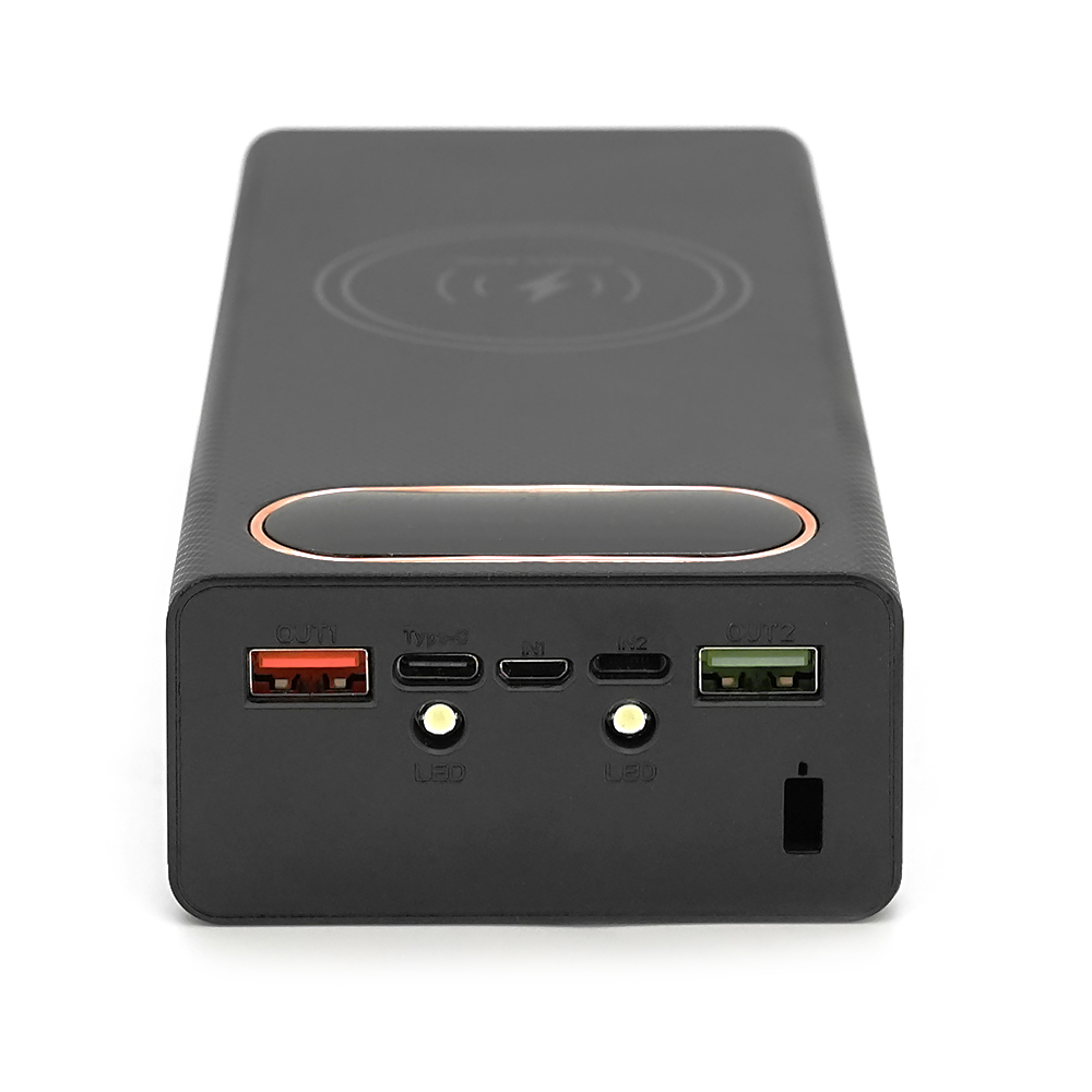 Power bank Voltronic L16 під 16х18650, Wireless charging, Digital display, Output: 22.5+15W, USB+USB-C, PVC, ліхтар, Black, BOX — Фото 4
