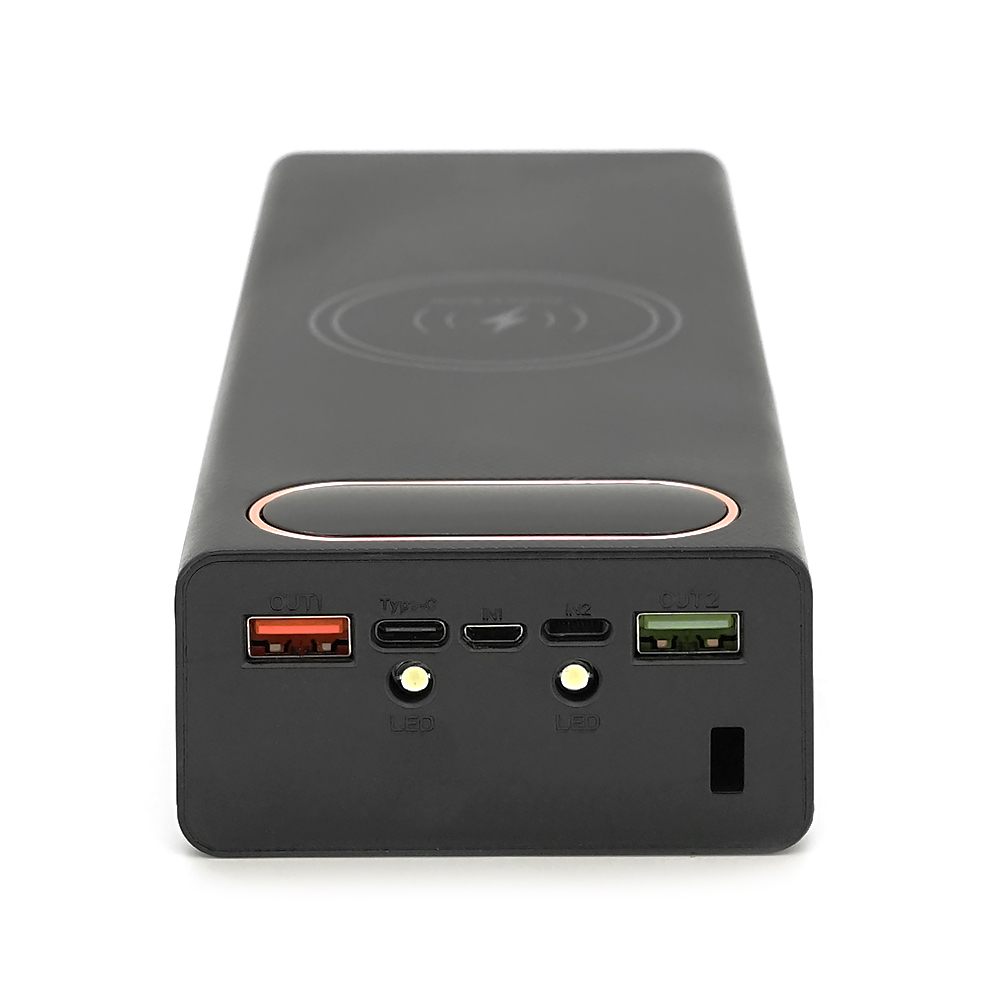 Power bank Voltronic L20 під 20х18650, Wireless charging, Digital display, Output: 22.5+15W, USB+USB-C, PVC, ліхтар, Black, BOX — Фото 2