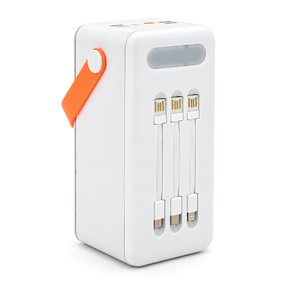 Power bank Voltronic S28 під 28х18650, Led display, Output: 22.5W, 3 кабелі (Micro-USB, Type-C, Lightning), PVC, ліхтар, White, BOX — Фото 4