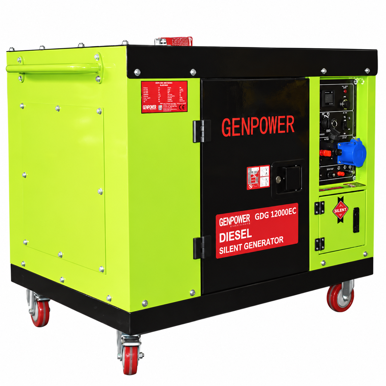 Генератор дизельний GENPOWER GDG 12000EC, 1-фазний 230V, 50Hz, макс. 12kVA/ном. 10kVA, бак 30 л, пуск: електростартер 12V/AVR (без АКБ), 1100х680х860 мм, 210 кг
